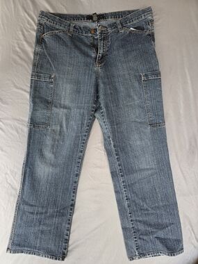 Venezia Light Blue Straight Leg Jeans with Cargo Pockets